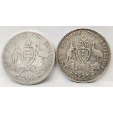AUSTRALIA 1918 -1925 . FLORINS . KEY DATES